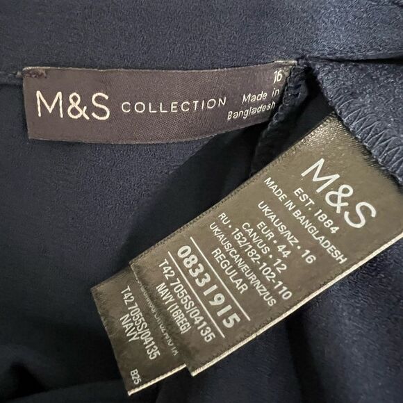 M&S Collection dress US sz 12 navy blue short sleeve knee length shift -11‎ - Picture 4 of 5
